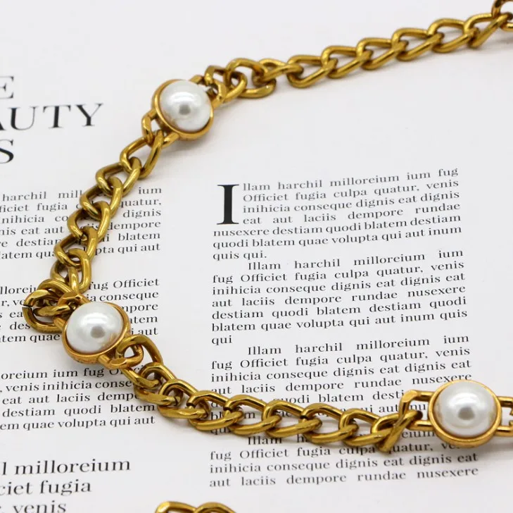 Women Metal Imitation Pearl Beads Thin Waist Chain Belt Adjustable Size Gold Waist Chain Dress Accessories