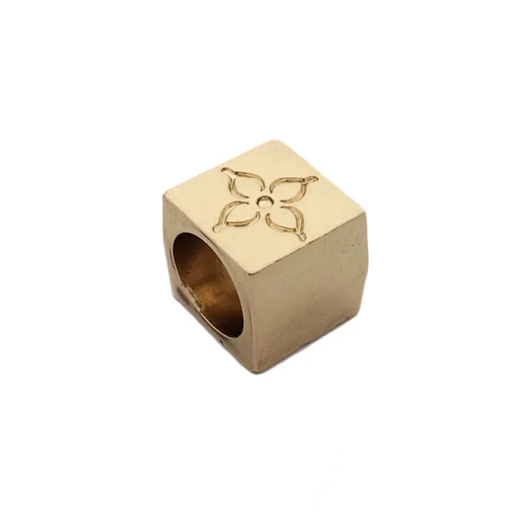 Cube shape making custom logo brand metal cored end stopper for swimwear