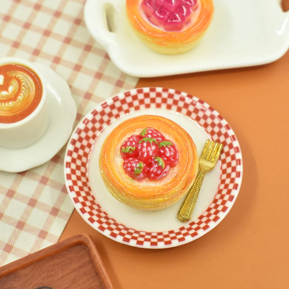 Sweet fruit egg tart miniature dessert resin cabochon for Dollhouse food charms diy earrings pendant refrigerator magnet