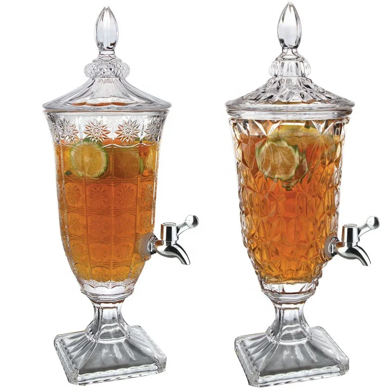 Wholesale Cheap Diamond Glass Beverage Juice Water Dispenser Glass Dispenser