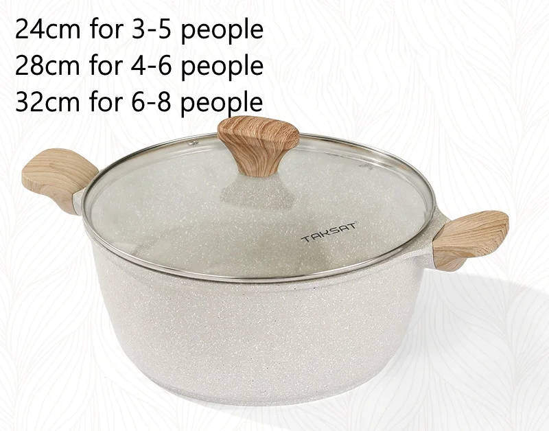 Non Stick Dutch Oven with lid Granite Cooking Stock Pot Casserole Dish Cookware
