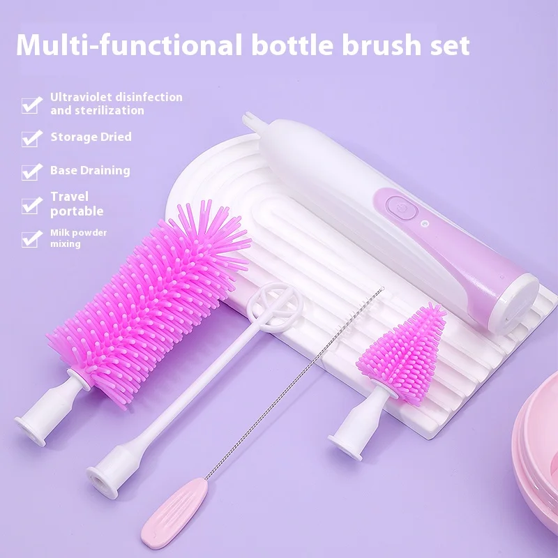 New Electric Bottle Brush Cleaner, Rechargeable Electric Baby Bottle Brush for Travel, Waterproof Electric Bottle Cleaner Set
