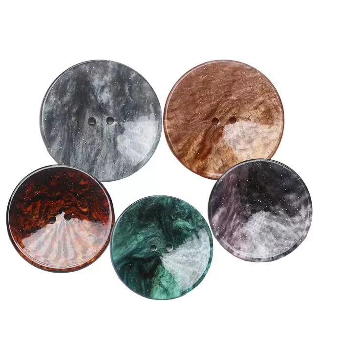 High-Grade Italian Acetic Acid Buttons Two Holes Concave Sequin Fluorescent Green Coat Trench Coat Jacket Sweater Shirt