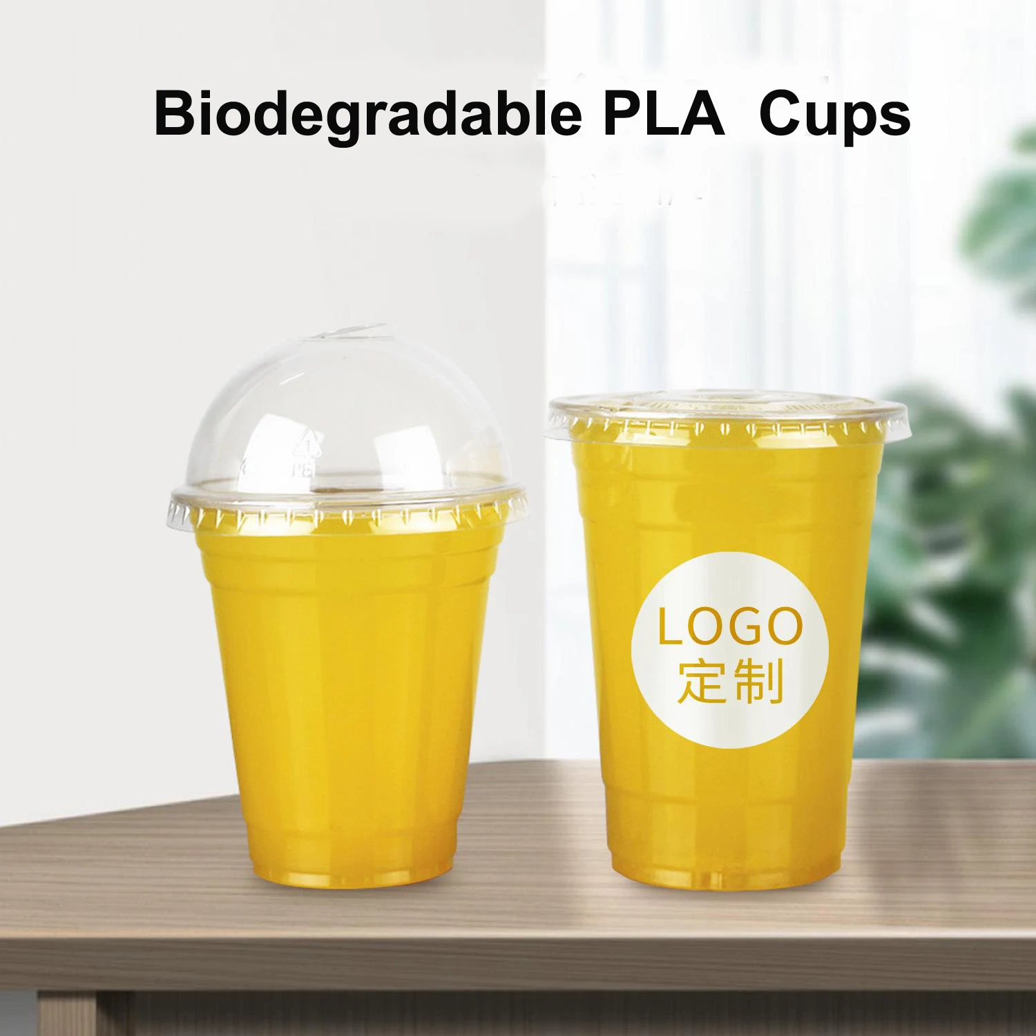Eco-Friendly Compostable PLA Cups Biodegradable Plastic Clear cup for Coffee and Cold Beverages with Lids  Custom Logo