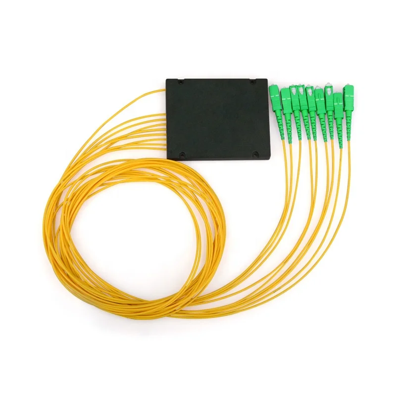 1:8 SC UPC APC ABS Box Fiber PLC Splitter 1X8 Single Mode Pembagi ABS Module Optical Pigtail 1M 1.5m Splitter