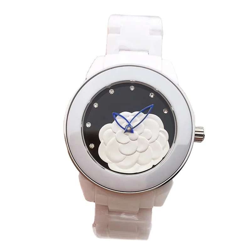 Men Women Automatic Movement Quartz Fashion Watch White Ceramic Couple Casual Waterproof Wristwatches