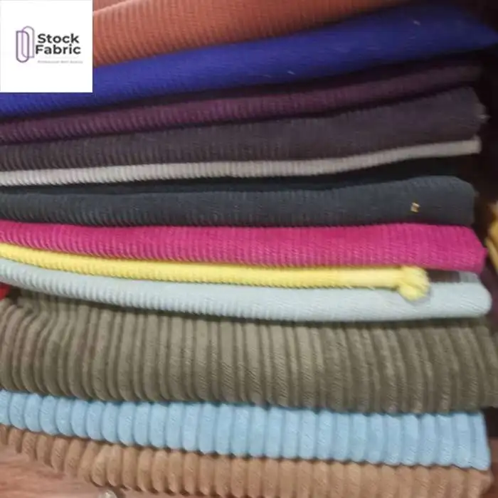 Hot selling ready goods nylon polyester corduroy dyed stock fabric for garment
