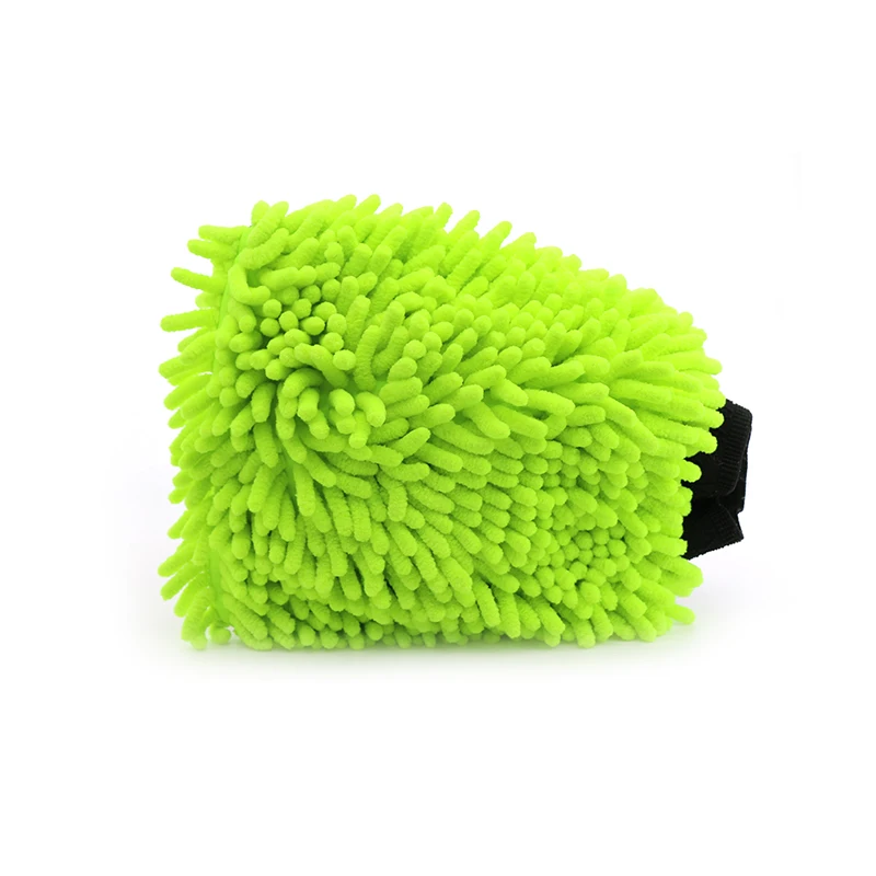 Auto cleaning single sided green Microfiber chenille car wash mitt cleaning gloves car wash products