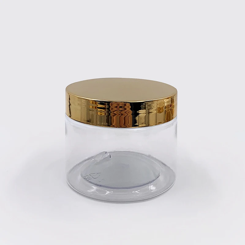 100ML 200ML 300ML 500ML pet transparent bottle cosmetic container food grade plastic jar with gold lids 150ml 250ml 600ml 1000ml