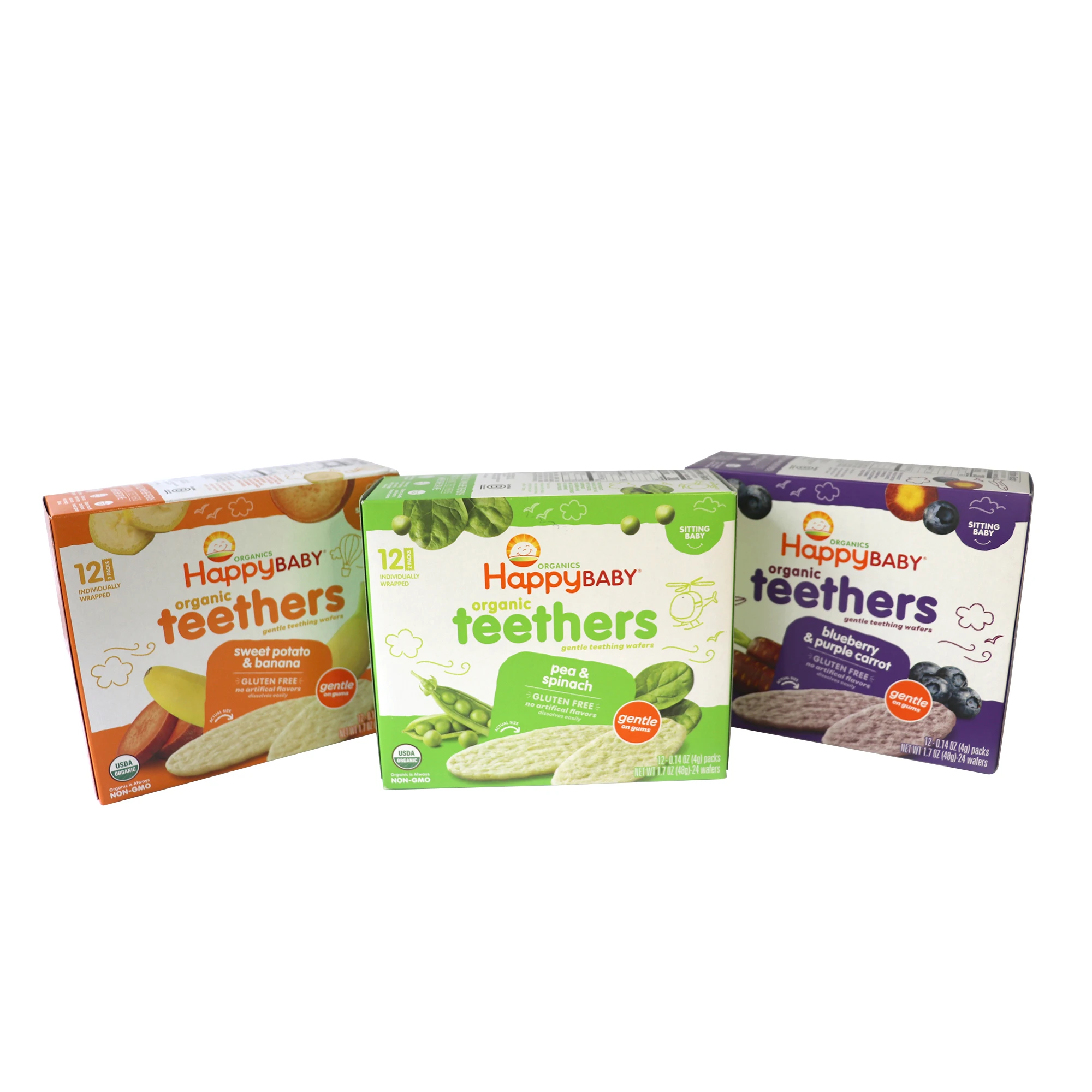 New Arrive Natural Sweetness Organic Sweet Potato & Banana Teethers Baby Snacks Help Develop Gums for Baby With
