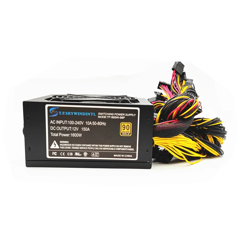 ATX Power Supply PSU 1600W 110V 80 Plus Gold for 1600W Support 6 Graphics card