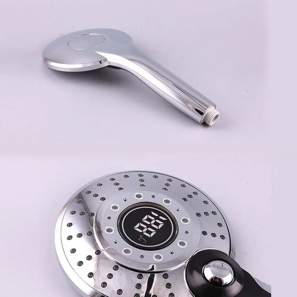 LED Shower Head Digital Temperature Control 3 Spraying Mode  Sprayer Water Saving Filter