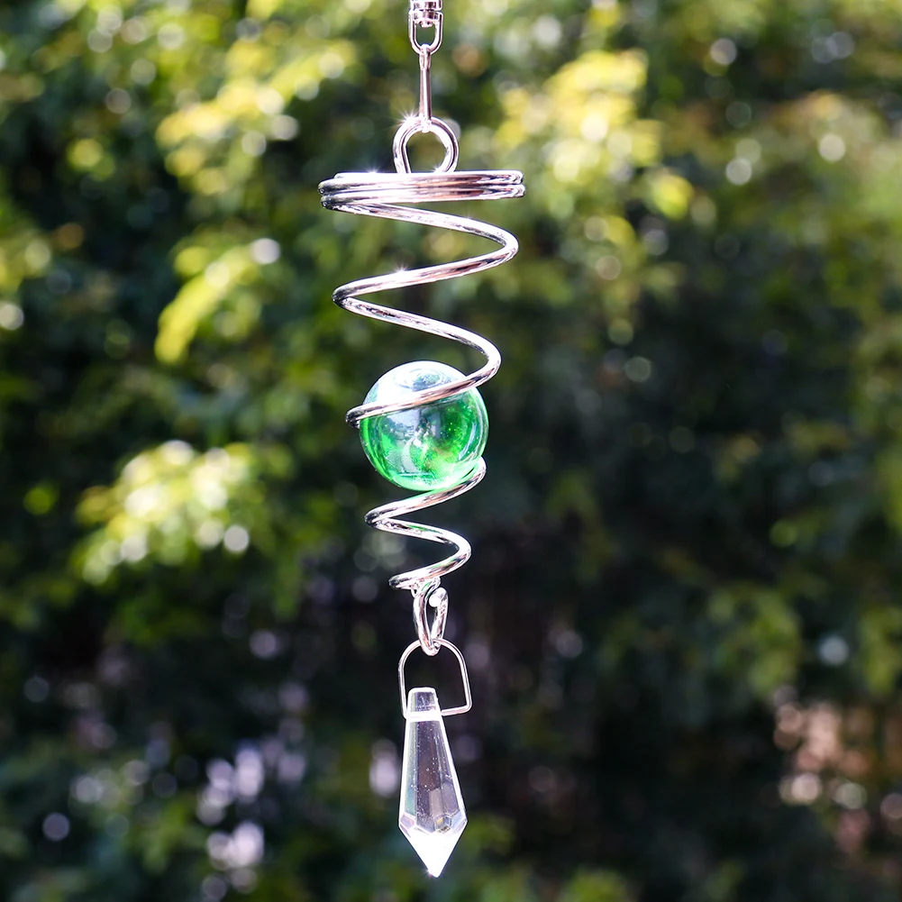 3D Chinese Tai Chi Bearing Rotating Stainless Steel Crystal Ball Wind Chime Sun Catcher Garden Home Decor Metal Crafts