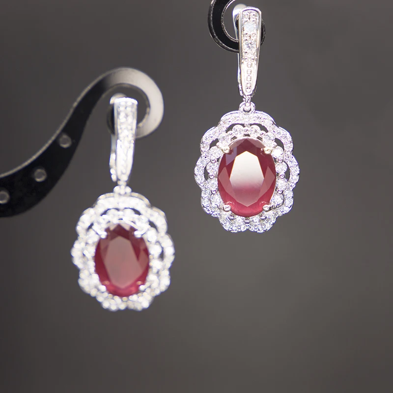 New Fashion Green Gem Jwelery Women Silver Ring Necklace Earring Four Piece Bridal Wedding Jewelry Sets