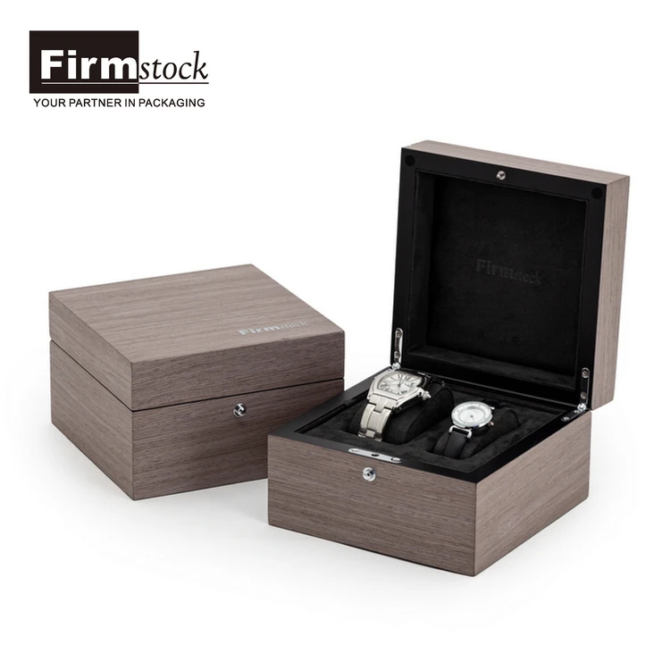 Wooden Luxury Couple 2 slots Watchs And Accessories Custom Uniqe Wrist Gift Mdf Pocket Wood Watch Box