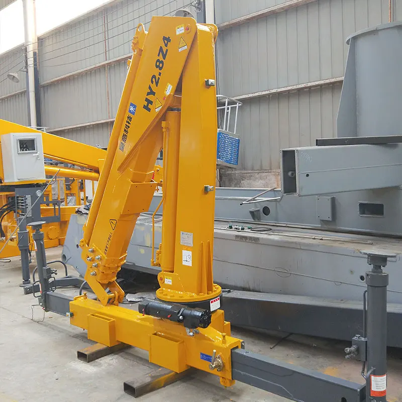 China crane truck 2.8 ton folding boom pickup truck crane Remote control hydraulic mini crane for sales