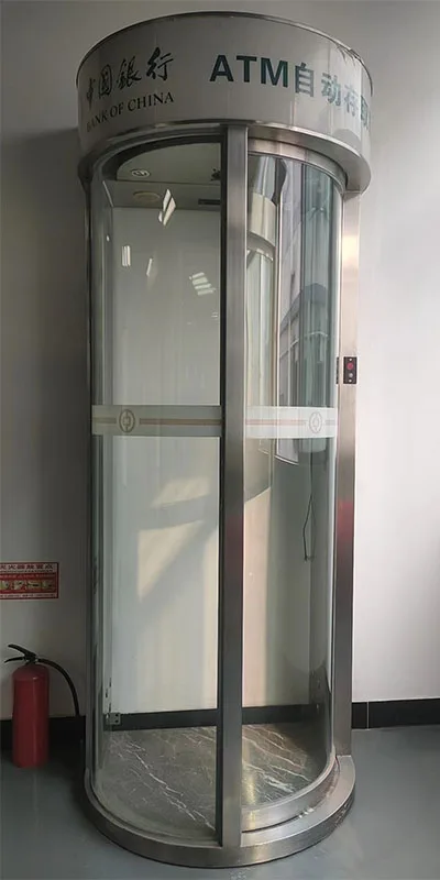 Shape Commercial Security Glass Door Lock With Key For Entrance Security Automatic Curved Flutted Glass Door Bank ATM Doors