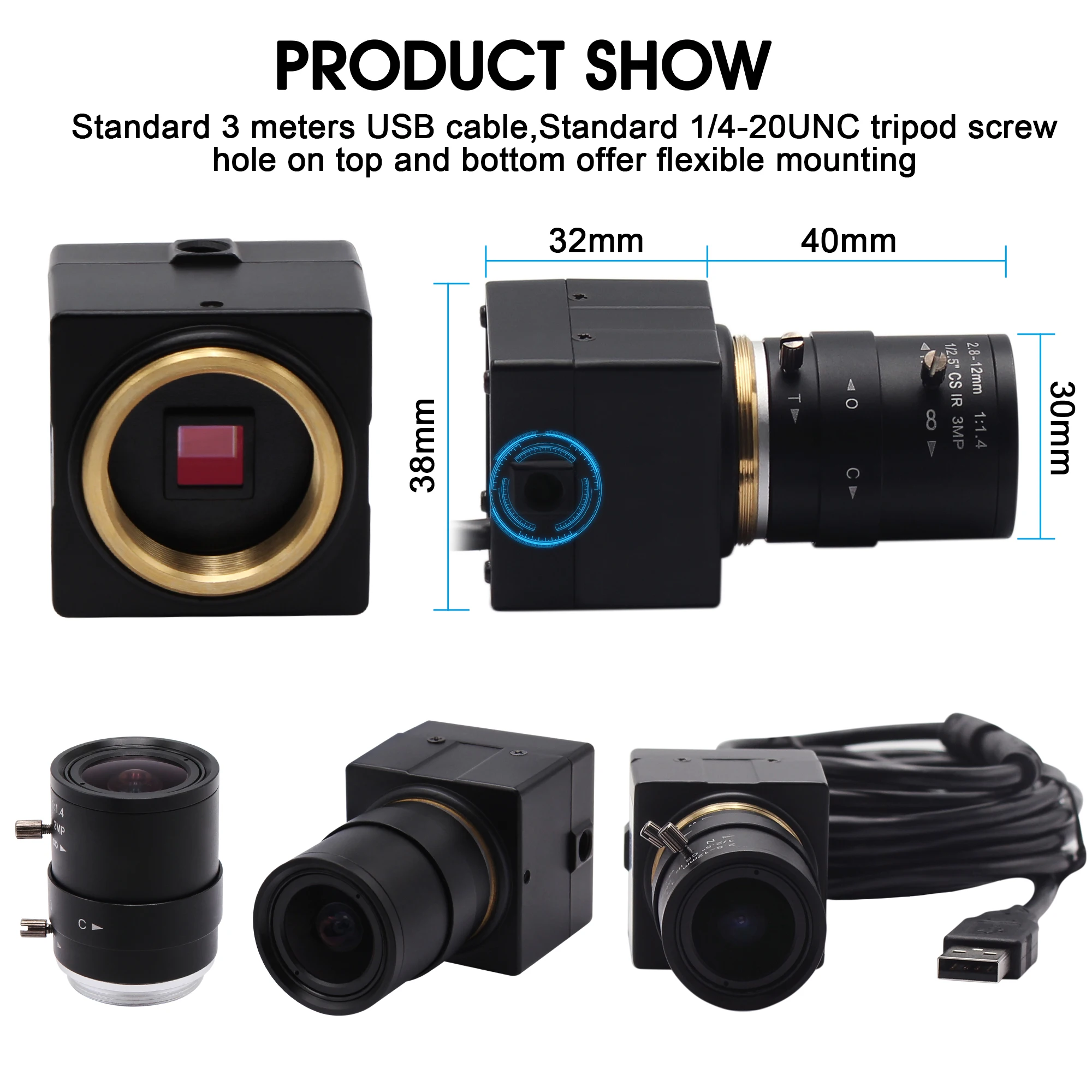 Мини HD веб-камера ELP IMX415 с датчиком UVC и драйвером Профессиональная USB-камера 4K вариофокальным объективом 2