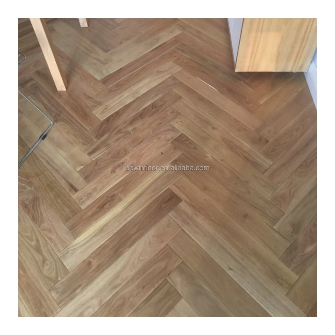 UV Oiled Teak Solid Wood Herringbone Parquet