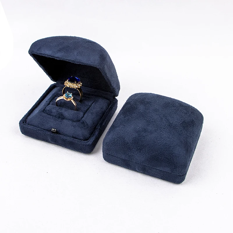 Low MOQ Velvet Jewelry Box Blue Luxury Packaging Box