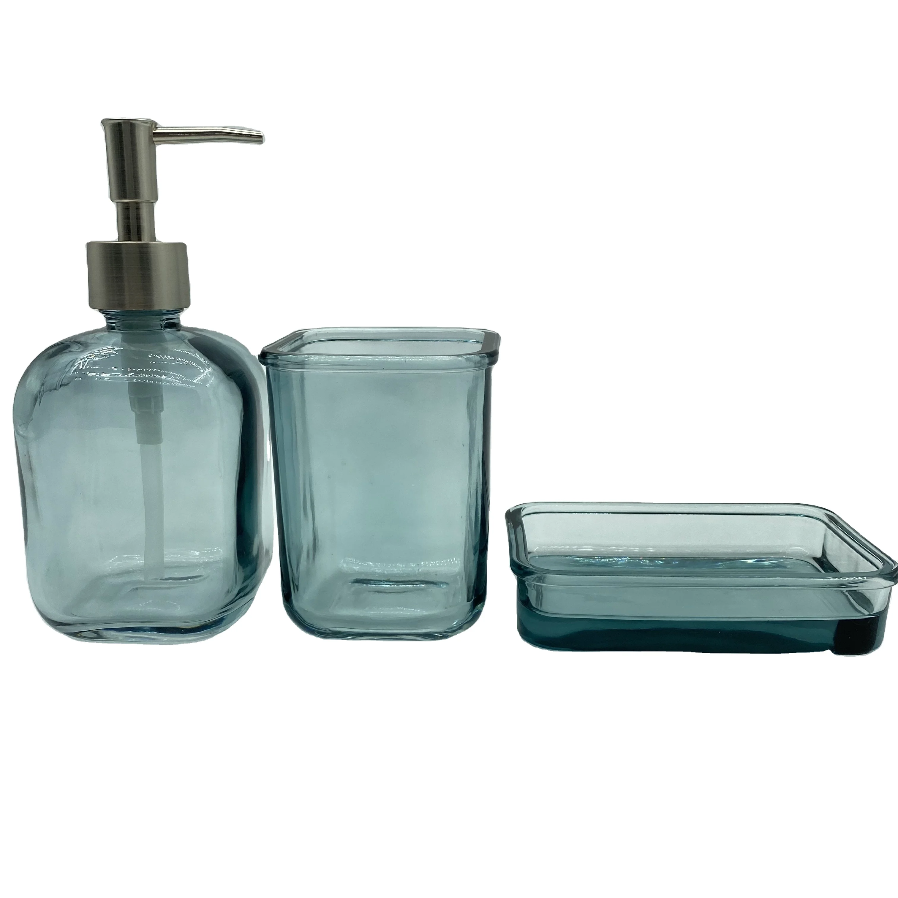 3-Pcs Glass Bathroom Accessories Set Luxury Bathroom Set Designed Bathroom Accessories