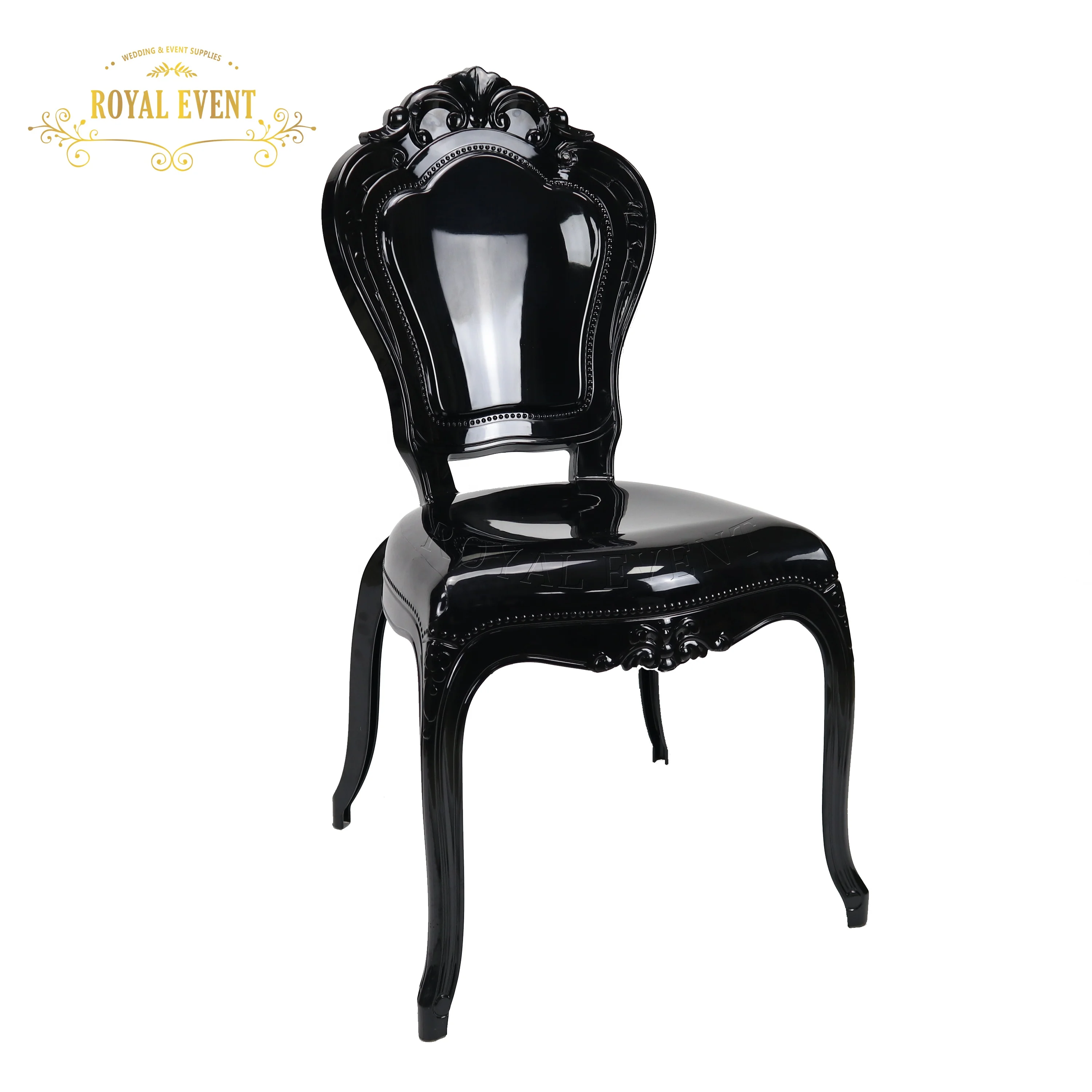 Wholesale Hotel Event Chair Wedding Dining Chairs Party Used Princess Chair Chaise Silla Wedding Decoration Resin Black