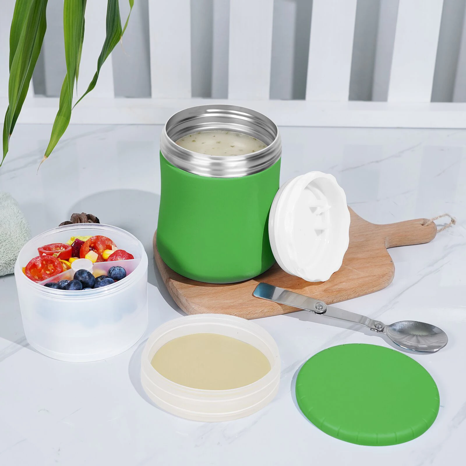 2 in 1 Yogurt & Lunch Pot Hot & Cold Keeping 304 Stainless Steel Lunch Box