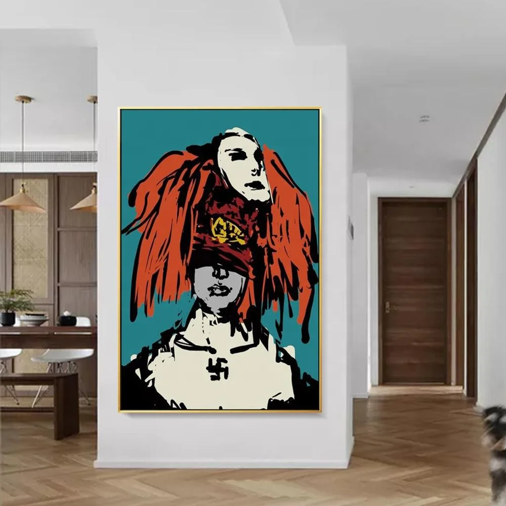 
Abstract acrylic painting on canvas red green dark gothic women face portrait painting cuadros abstractos on canvas wall art pic 