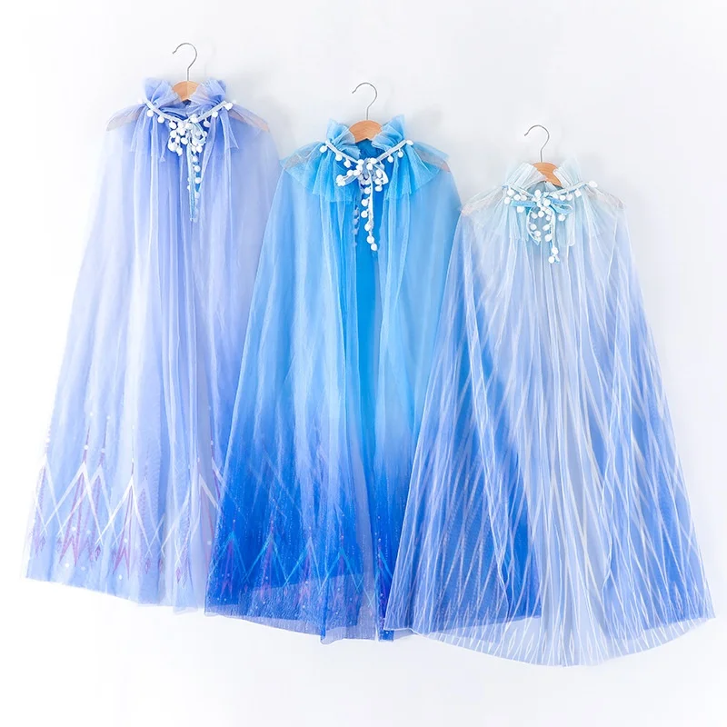 
Halloween Carnival Christmas Cosplay Princess Hooded Long Cape Elsa Fancy Dress Up Cloak Costumes for Little Girls Party 