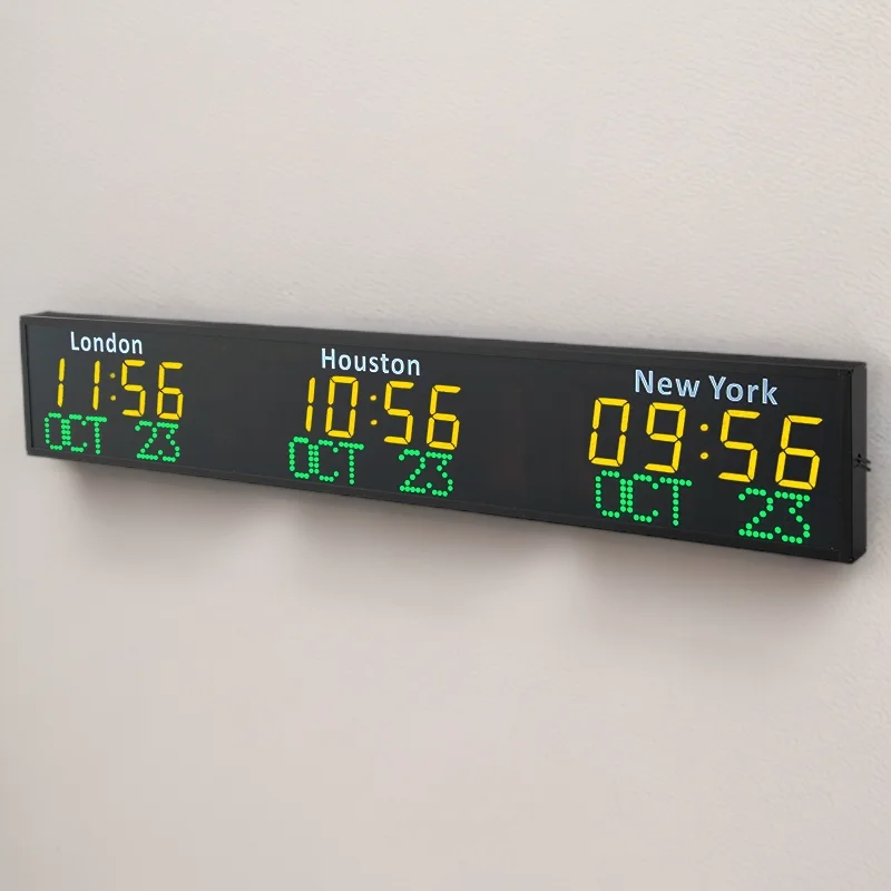 CHEETIE CP35 Blue Red Green Precision LED Display 5 Cities Digital World Time Zone Clock