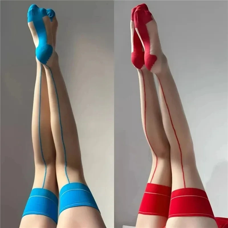 King Mcgreen Star Seamed Stockings With Back Seam Women Over Knee Socks Sexy Fashion Thigh High Thin Hosiery Stay Up Stockings