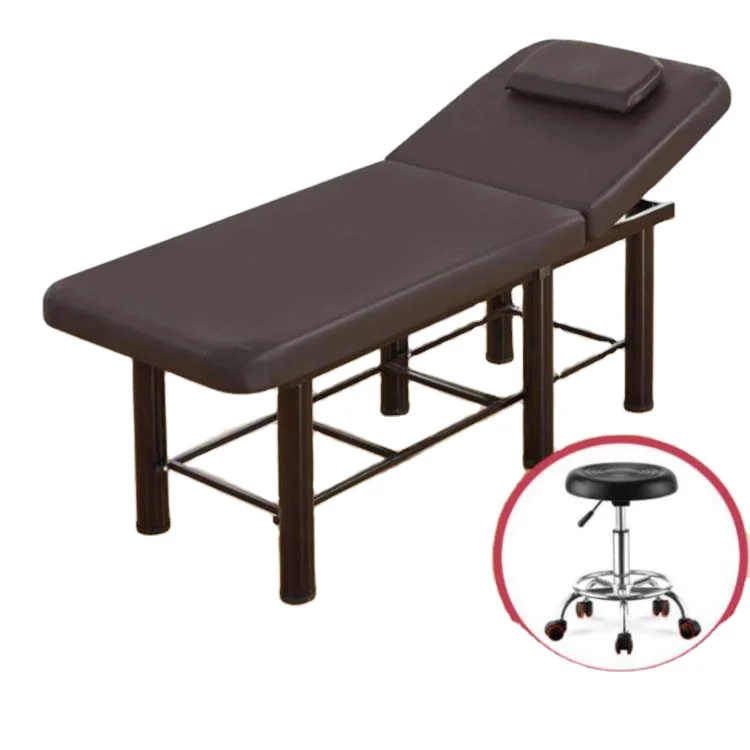 professional massage table memory foam facial massage bed brown  beauty bed  with storage