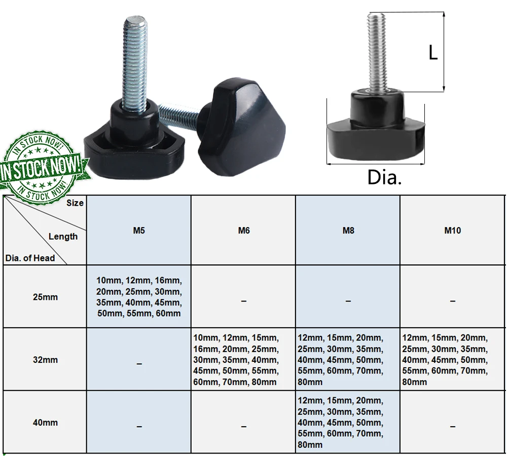 Thumb Wing Screw Blue Camera Knob China Col M4 M5 M6 M8 Thumb Screws Plastic Head T-Knob 6--32-Thumb Screw