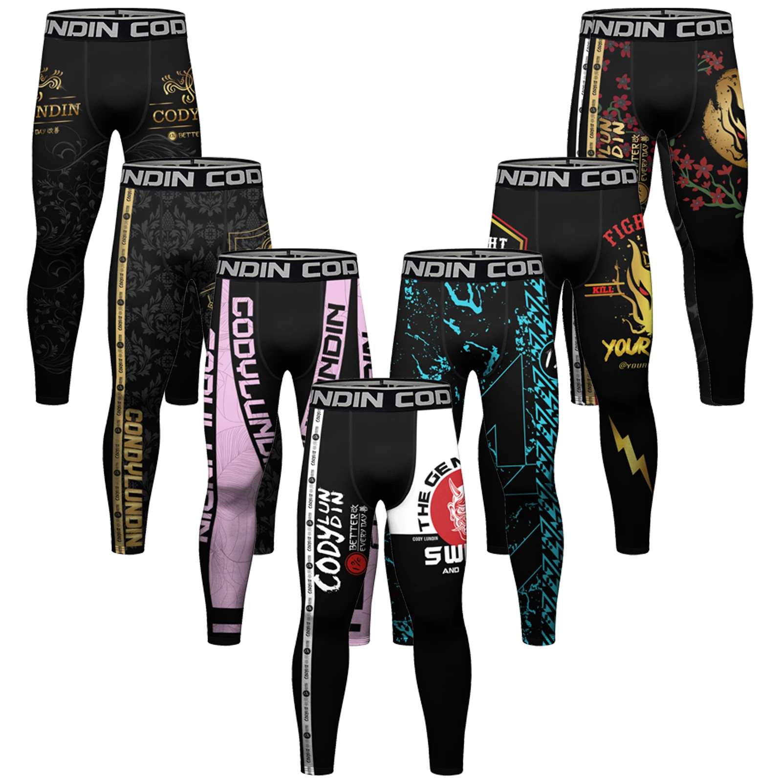 New Custom Grappling Spats Add Your Logo Text Full printed Compression Leggings Tights- Running, BJJ, MMA Sportswear Clothing