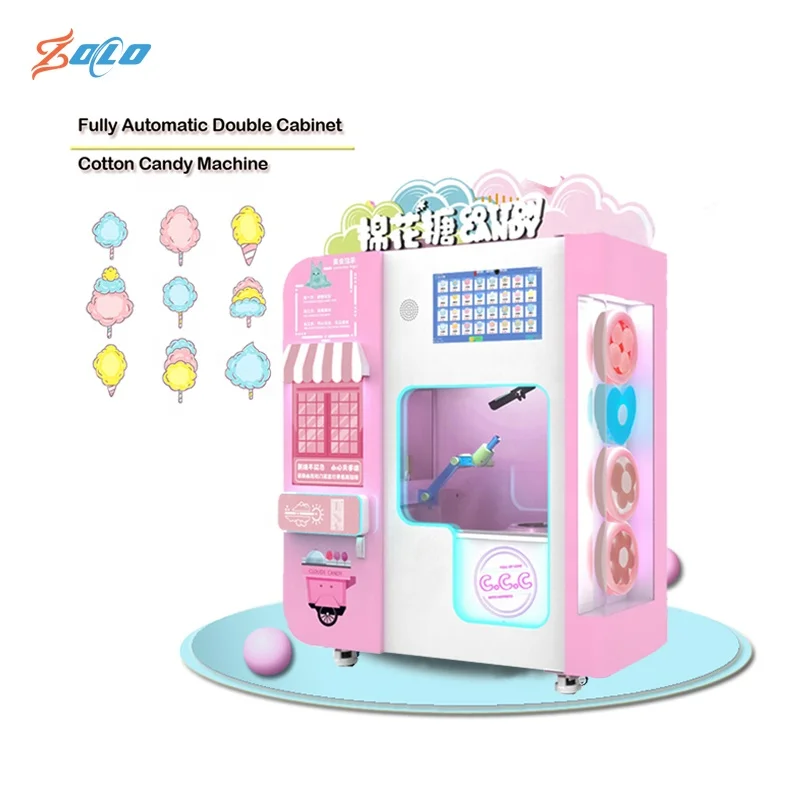 Commercial Self Full Automatic Cotton Candy Floss Making Snack Vending Machine Cotton Candy Machine