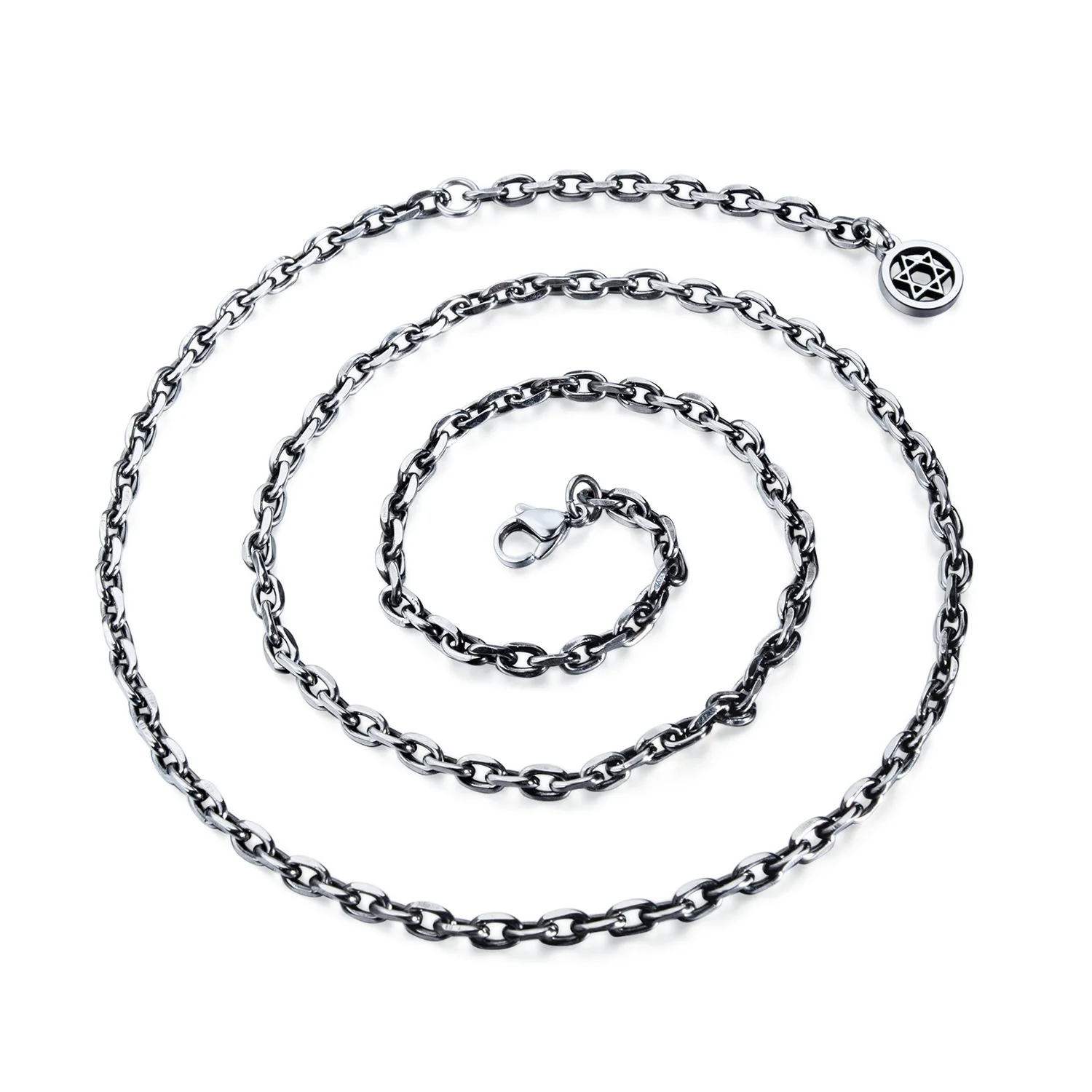 Wholesale O-chain Custom Vintage Stainless Steel Pendant Necklace Single Chain for Men