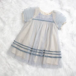 High-end Brand Wholesale Supplier Kids Dresses for Girls Birthday Breathable Puff Sleeves Baby Dress Summer Short Sleeve Casual