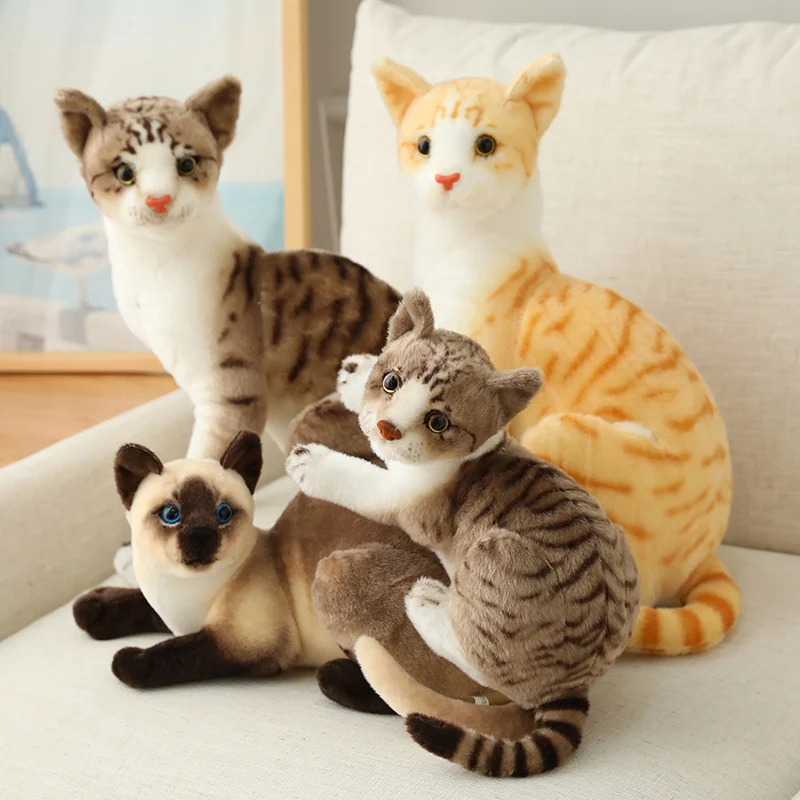Plush Stuffed Soft Likelife Animal Doll Emulational cat Toys for Gifts Plush Siamese cat