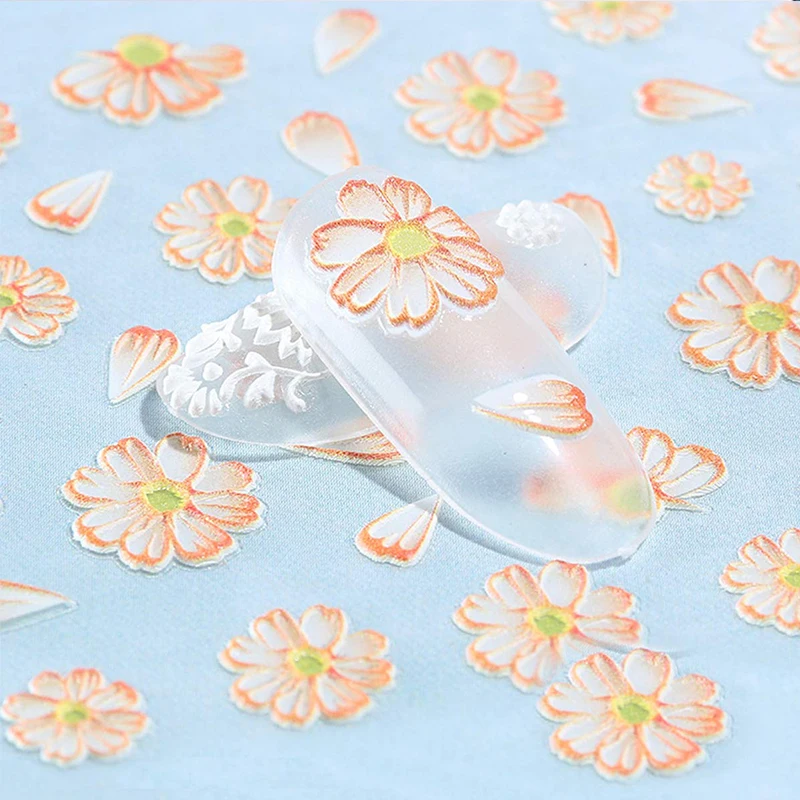 Mobray 3D Nail Stickers valentine nails snow flowers Decoration Decal 3D Transfer Adhesive love Colorful Nail Art Tips Manicure