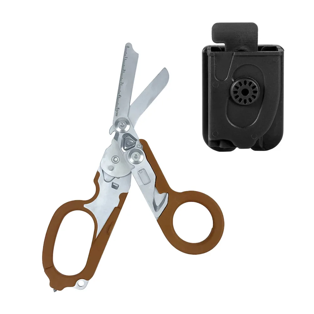 Emergency Response Shears Multifunctional Outdoor Tools With Glass Breaker Strap Cutter Folding Pliers Safety Hammer