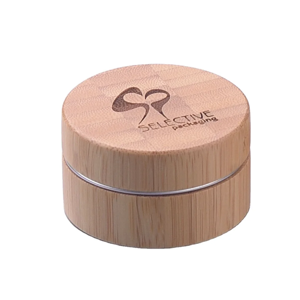 bamboo packaging unique 10g 15g wooden jar with bamboo lid cosmetic cream aluminum jars