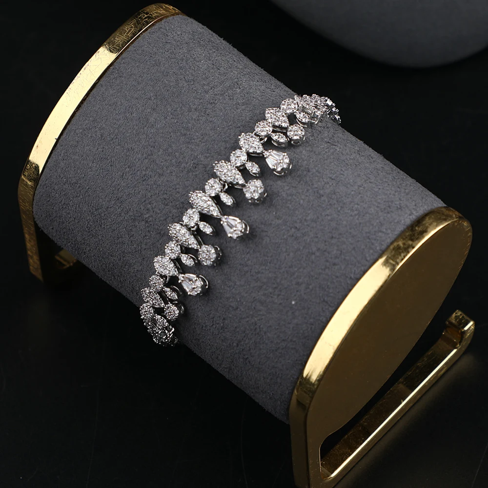 Factory wholesale Luxury Cubic Zircon 4pcs high quality hot sale Indian Dubai bridal wedding jewelry necklace set