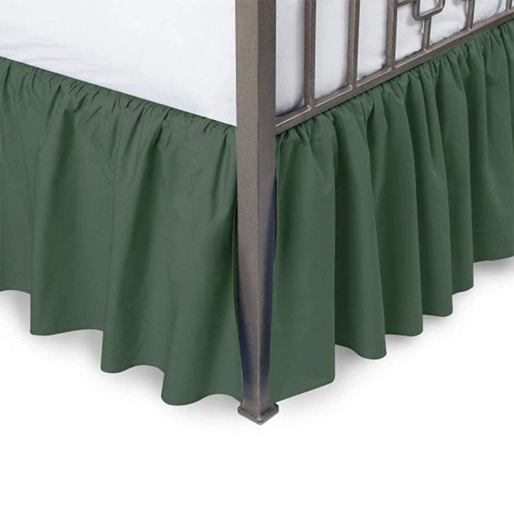
European Style Three Fabric Sides Elastic Wrap Around Dust Ruffled Solid Bed Skirts Easy On Easy Off 
