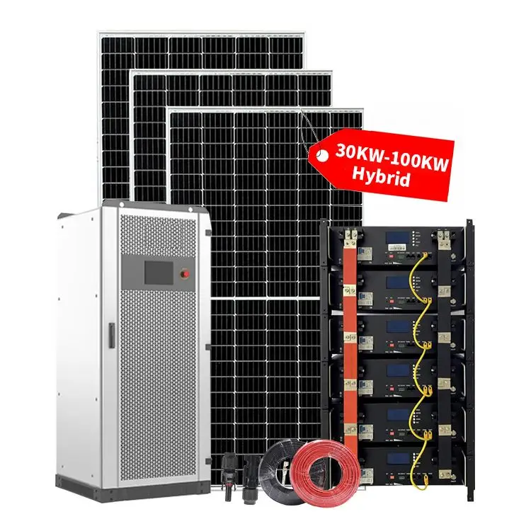 Three Phase 30kw 50kw 100kw Hybrid Off Grid Solar Energy Power Systems 30kw 50 kw 100 kw 200kw Solar Power Plant Price
