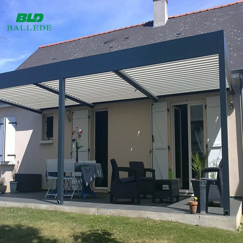 Terrace patio sunshade gazebo motorized adjustable waterproof louver roof system awnings