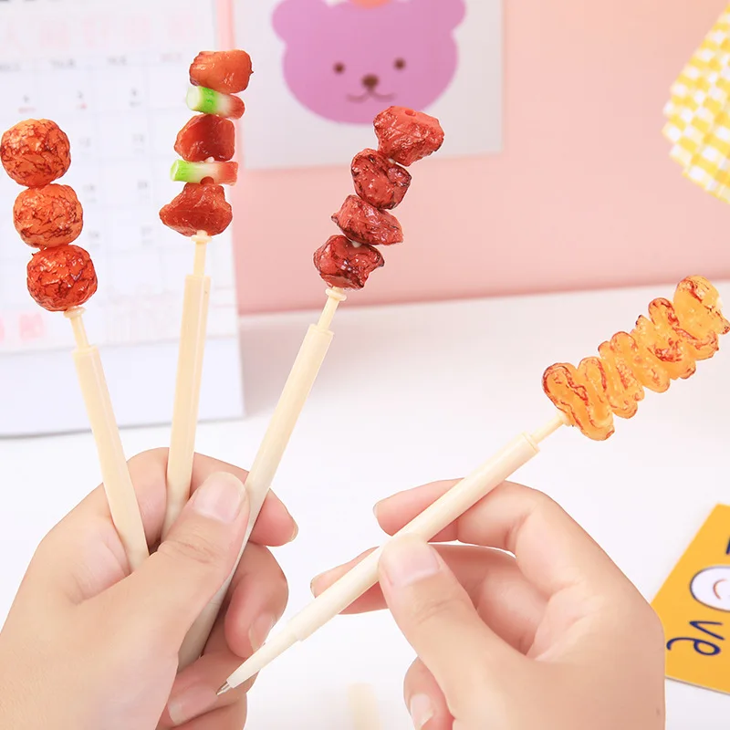 High Quality Personalized Cute Interesting Stationery Plastic Ballpoint Pen 0.7mm Simulation Skewer Barbecue Gift Ballpoint Pen