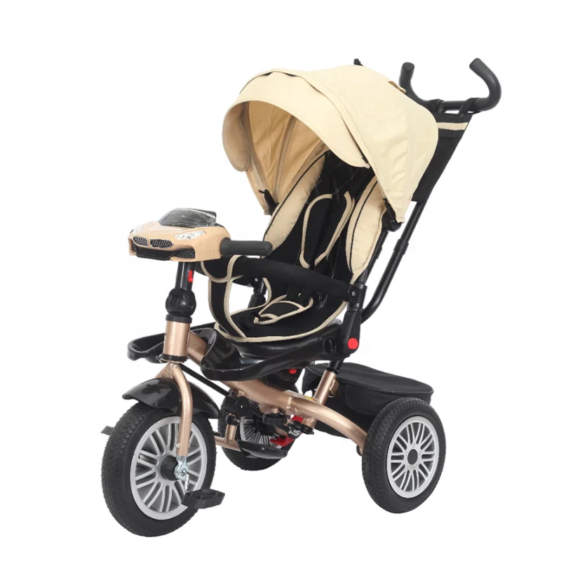 New Design Rubber Wheels Child Tricycle Bike with Music Rear Bag
