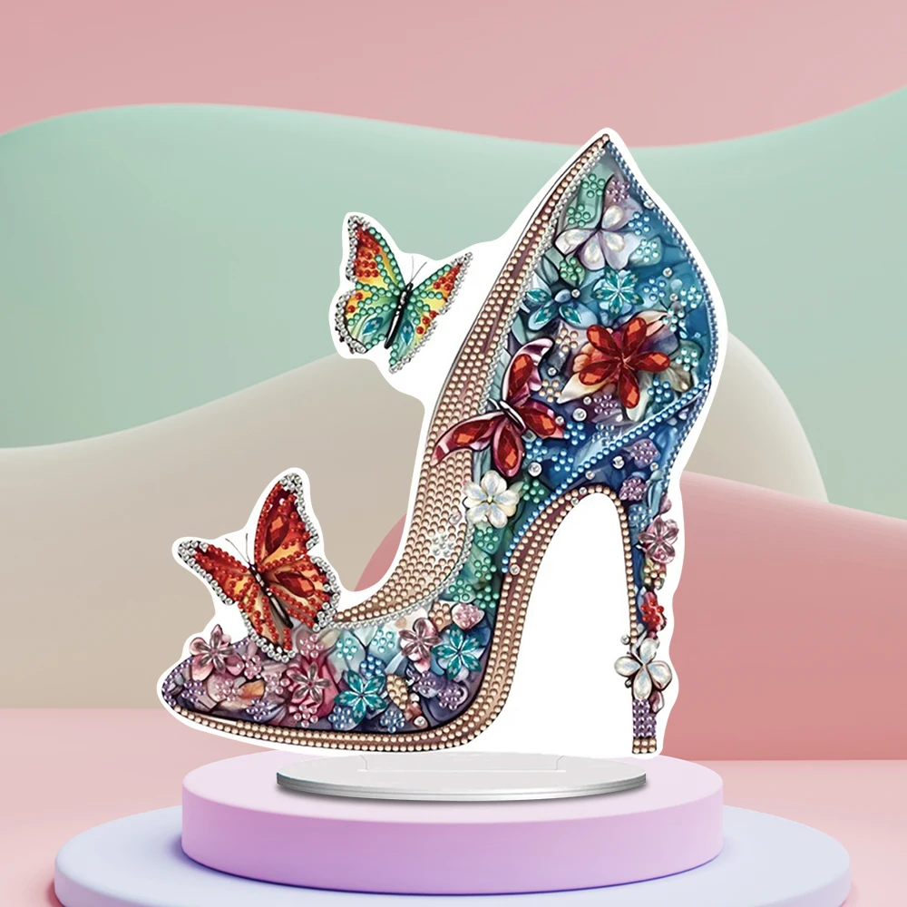 Gemstone High Heels Diamond Painting Ornaments Table Acrylic 5D DIY Art Jewelled Heels Desktop Decor