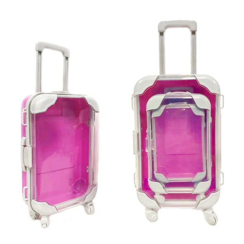 Popular Mini Suitcase Packaging Box Real Mink Eyelash Box Packaging Lash Candy Plastic Packaging 3 in 1 Mini Suitcase Gift Box