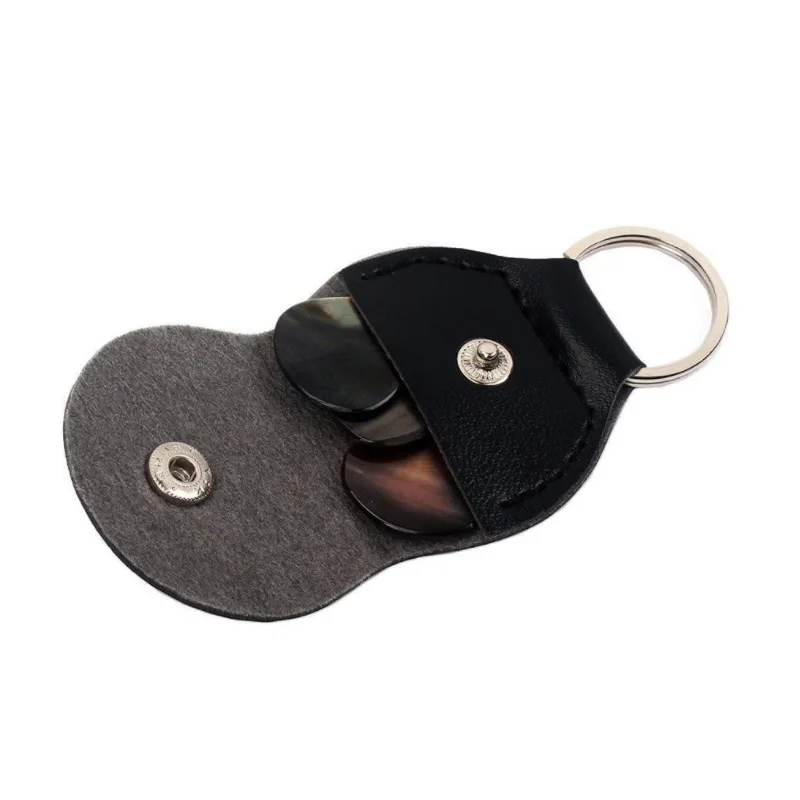 Top Quality Guitar Pick Holder Genuine Leather Guitarra Plectrum Case Bag Keychain Shape Guitar Accessories Guitar Hanger Hook